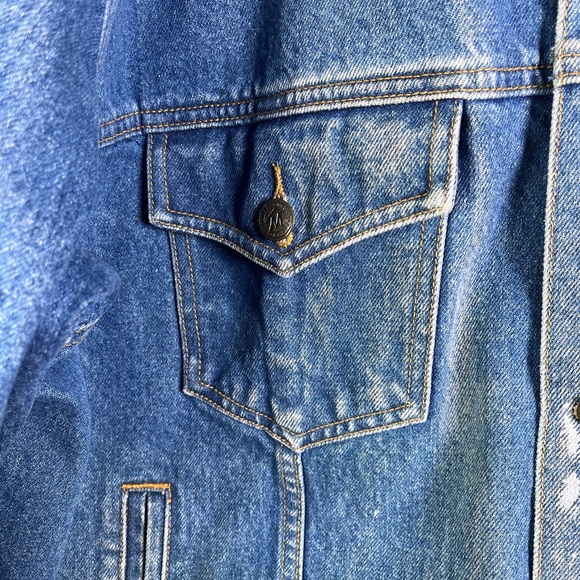 Vintage Marlboro Men’s Denim Jacket XL Leather Collar Rare 90s Western Workwear - Picture 7 of 9